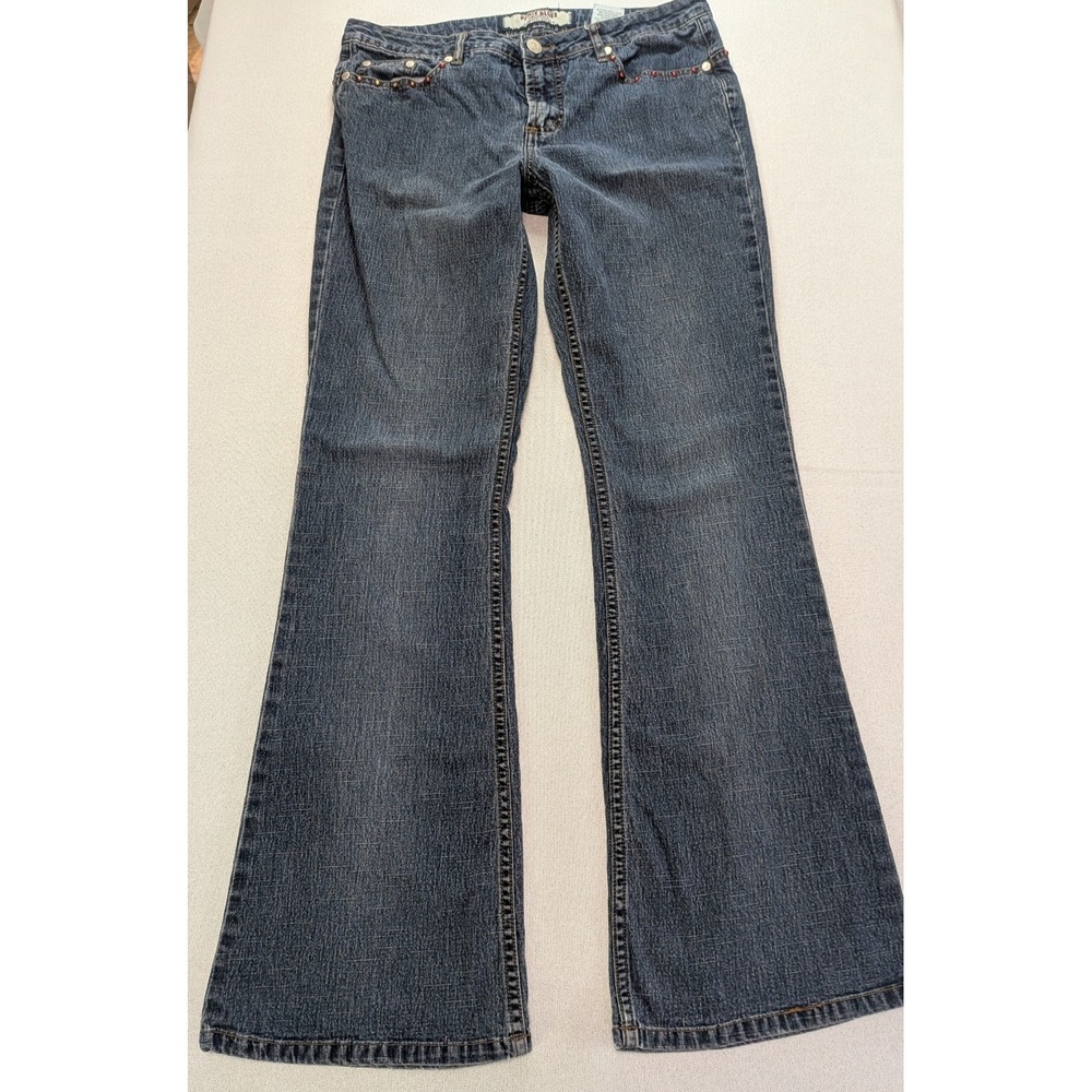 Paris Blues Flare Jeans Women Size 9 Dark Wash Blue Studded Y2K HCR-23518